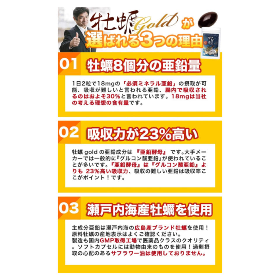 MensProud日本廣島牡蠣Gold 亜鉛鋅生髮